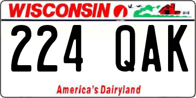 WI license plate 224QAK