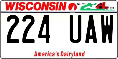 WI license plate 224UAW