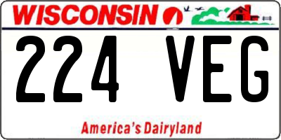 WI license plate 224VEG