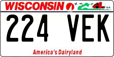 WI license plate 224VEK