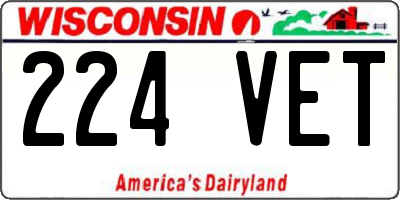 WI license plate 224VET