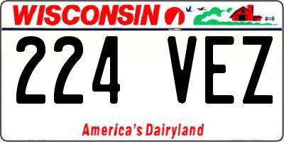 WI license plate 224VEZ