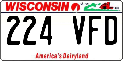 WI license plate 224VFD