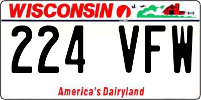 WI license plate 224VFW