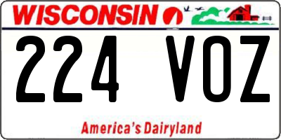 WI license plate 224VOZ