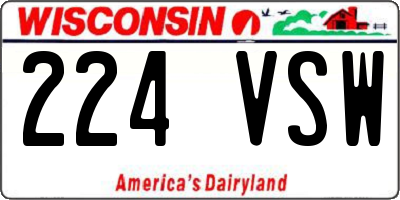 WI license plate 224VSW