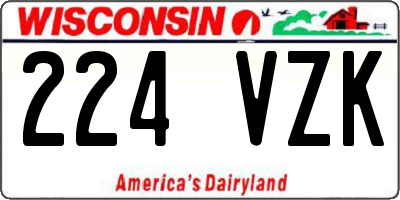 WI license plate 224VZK