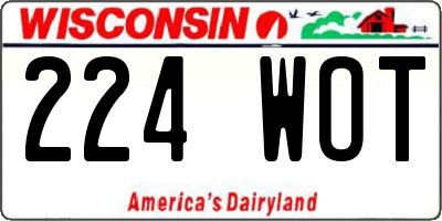 WI license plate 224WOT