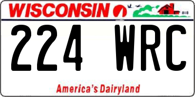 WI license plate 224WRC