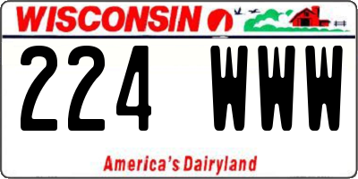 WI license plate 224WWW
