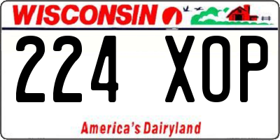 WI license plate 224XOP