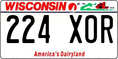 WI license plate 224XOR