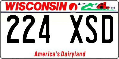 WI license plate 224XSD