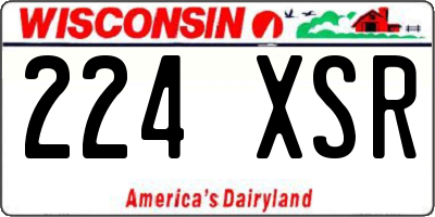 WI license plate 224XSR