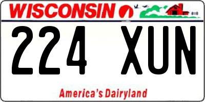 WI license plate 224XUN