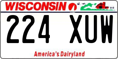 WI license plate 224XUW