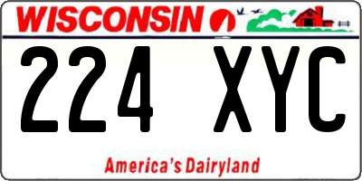 WI license plate 224XYC