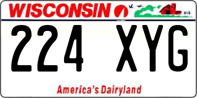 WI license plate 224XYG