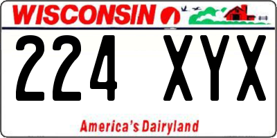 WI license plate 224XYX