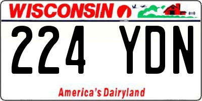WI license plate 224YDN