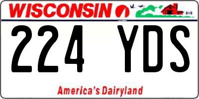 WI license plate 224YDS