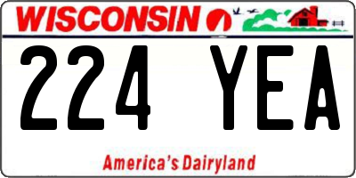 WI license plate 224YEA