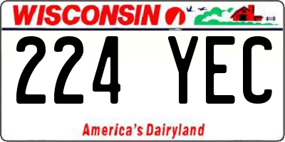 WI license plate 224YEC
