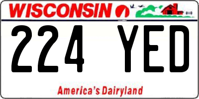 WI license plate 224YED