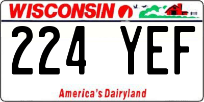 WI license plate 224YEF