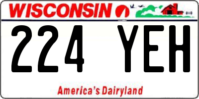 WI license plate 224YEH