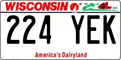 WI license plate 224YEK