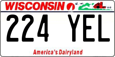 WI license plate 224YEL