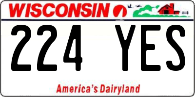 WI license plate 224YES