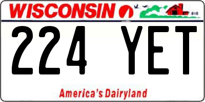 WI license plate 224YET