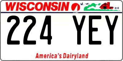 WI license plate 224YEY