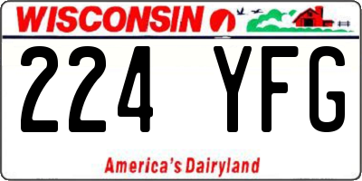 WI license plate 224YFG