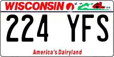 WI license plate 224YFS