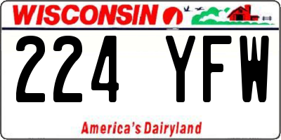 WI license plate 224YFW