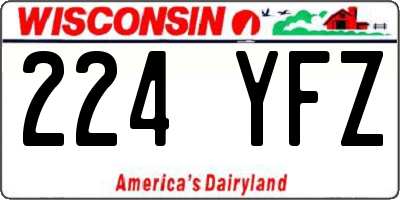 WI license plate 224YFZ