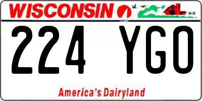 WI license plate 224YGO