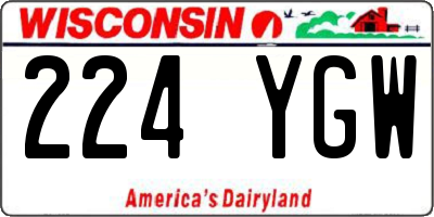 WI license plate 224YGW