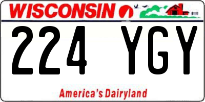 WI license plate 224YGY