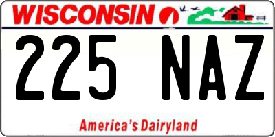 WI license plate 225NAZ