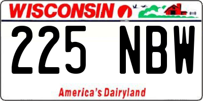 WI license plate 225NBW