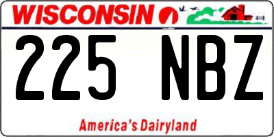 WI license plate 225NBZ