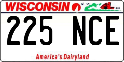 WI license plate 225NCE