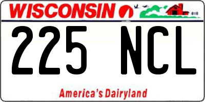 WI license plate 225NCL