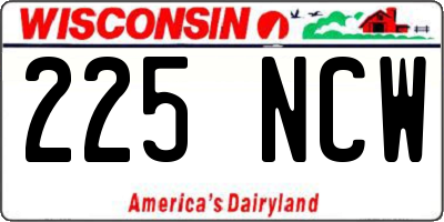 WI license plate 225NCW