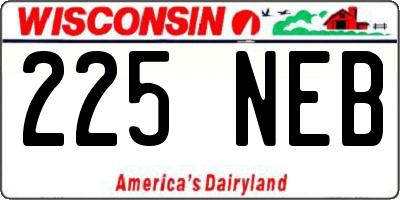 WI license plate 225NEB
