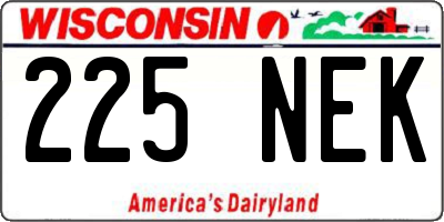 WI license plate 225NEK